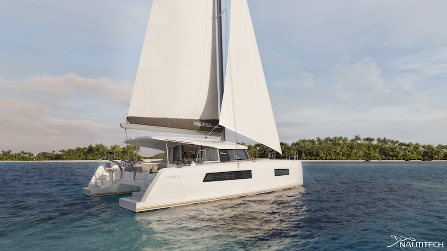 Nautitech-44_OPEN_profil_arriere-Katamaran Nautitech 44 OPEN profil arriere Katamaran