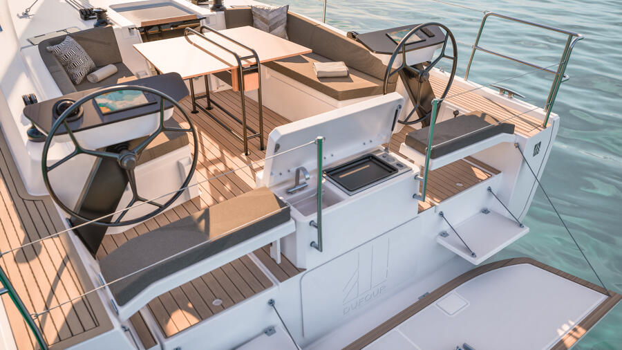 Dufour 39 Segelyacht Heck Ansicht Dufour 39 Segelyacht Heck Ansicht